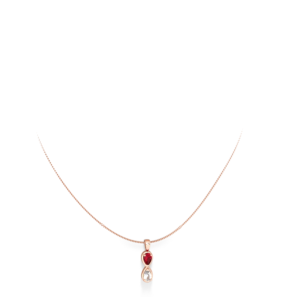 Lab Ruby Infinity 14K Rose Gold pendant P5050