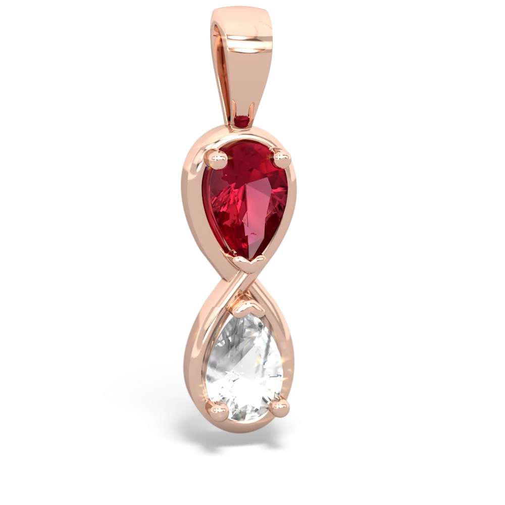 Lab Ruby Infinity 14K Rose Gold pendant P5050