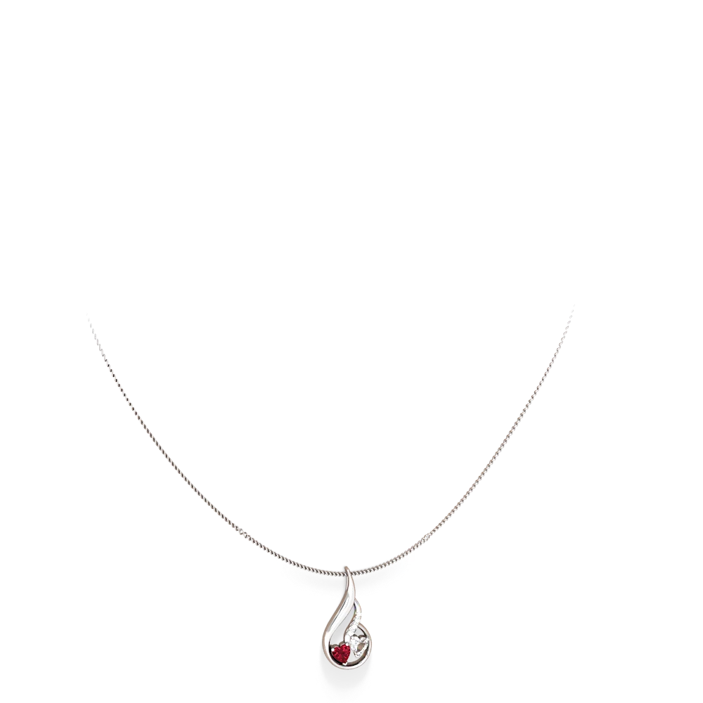 Lab Ruby Keepsake Curves 14K White Gold pendant P5450