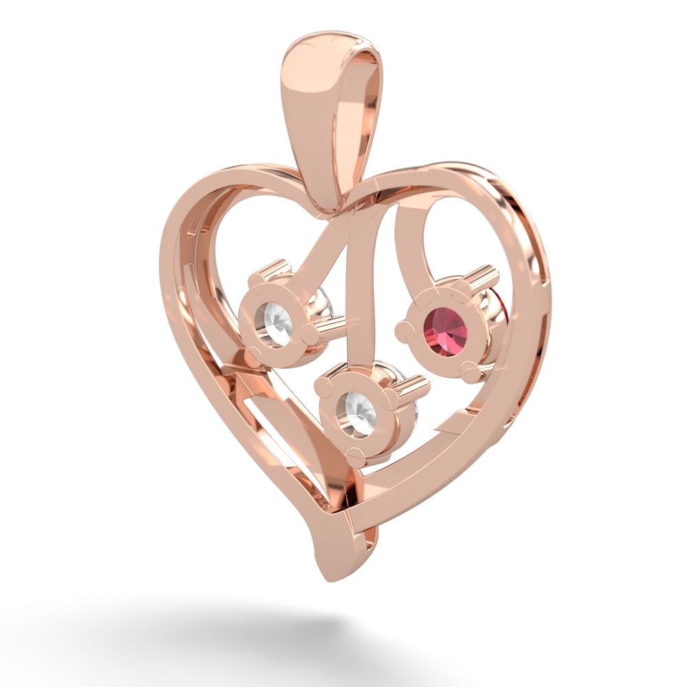 Lab Ruby Glowing Heart 14K Rose Gold pendant P2233