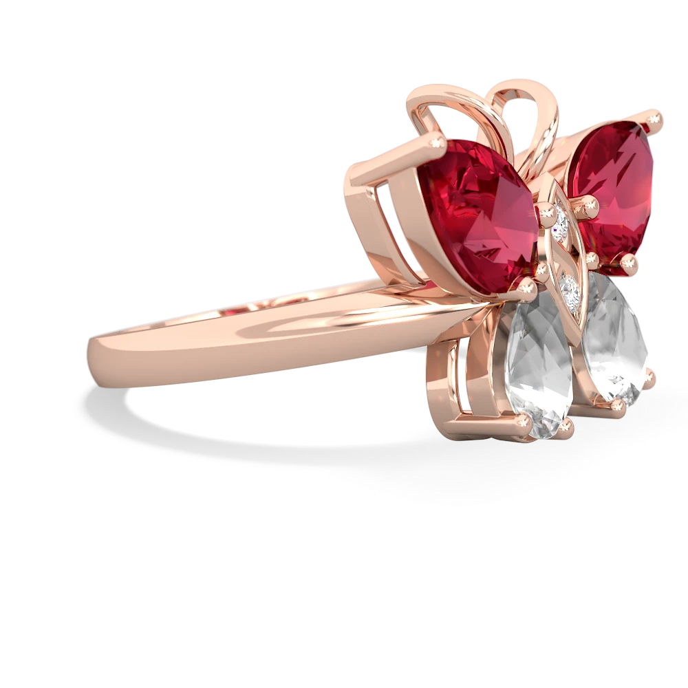 Lab Ruby Butterfly 14K Rose Gold ring R2215