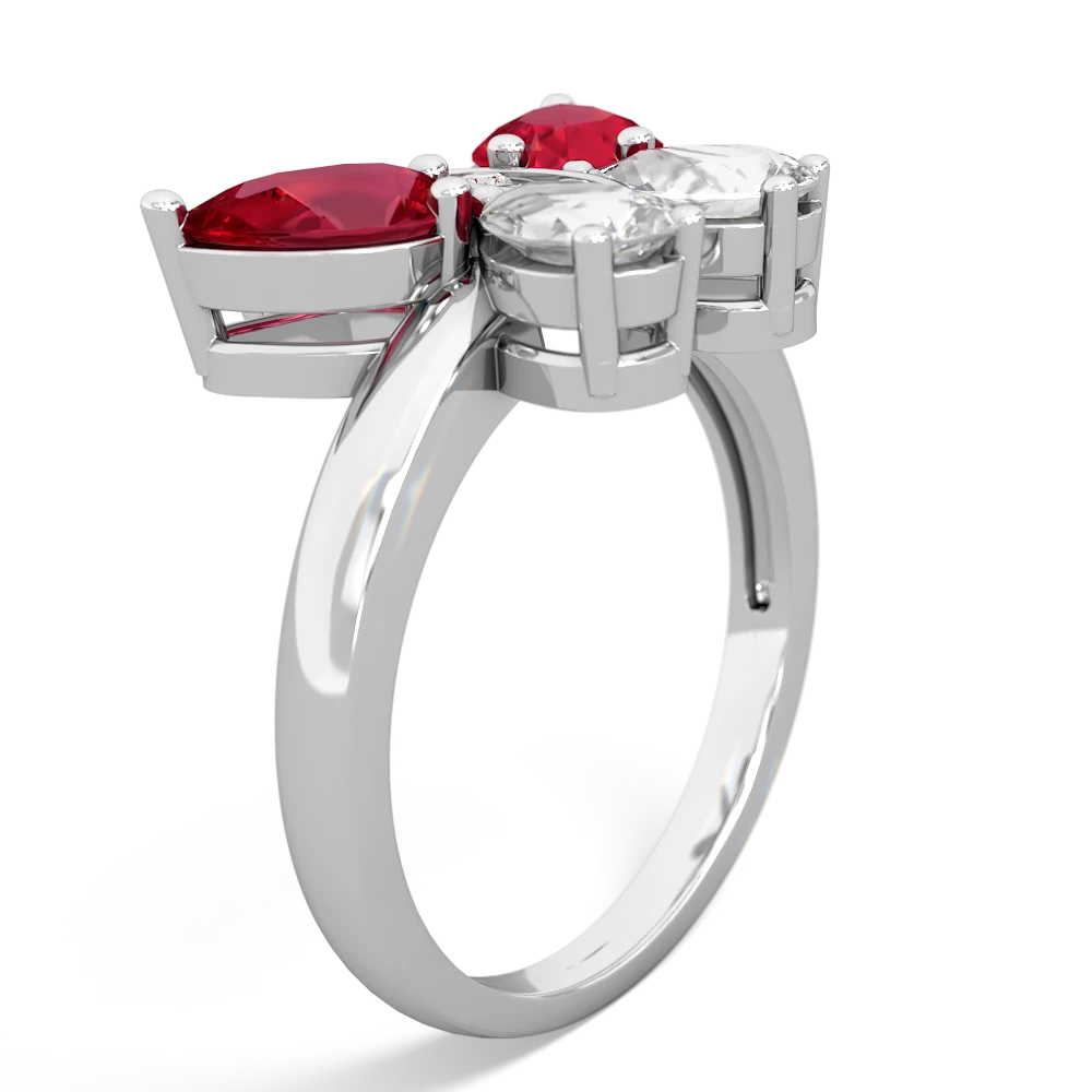 Lab Ruby Butterfly 14K White Gold ring R2215