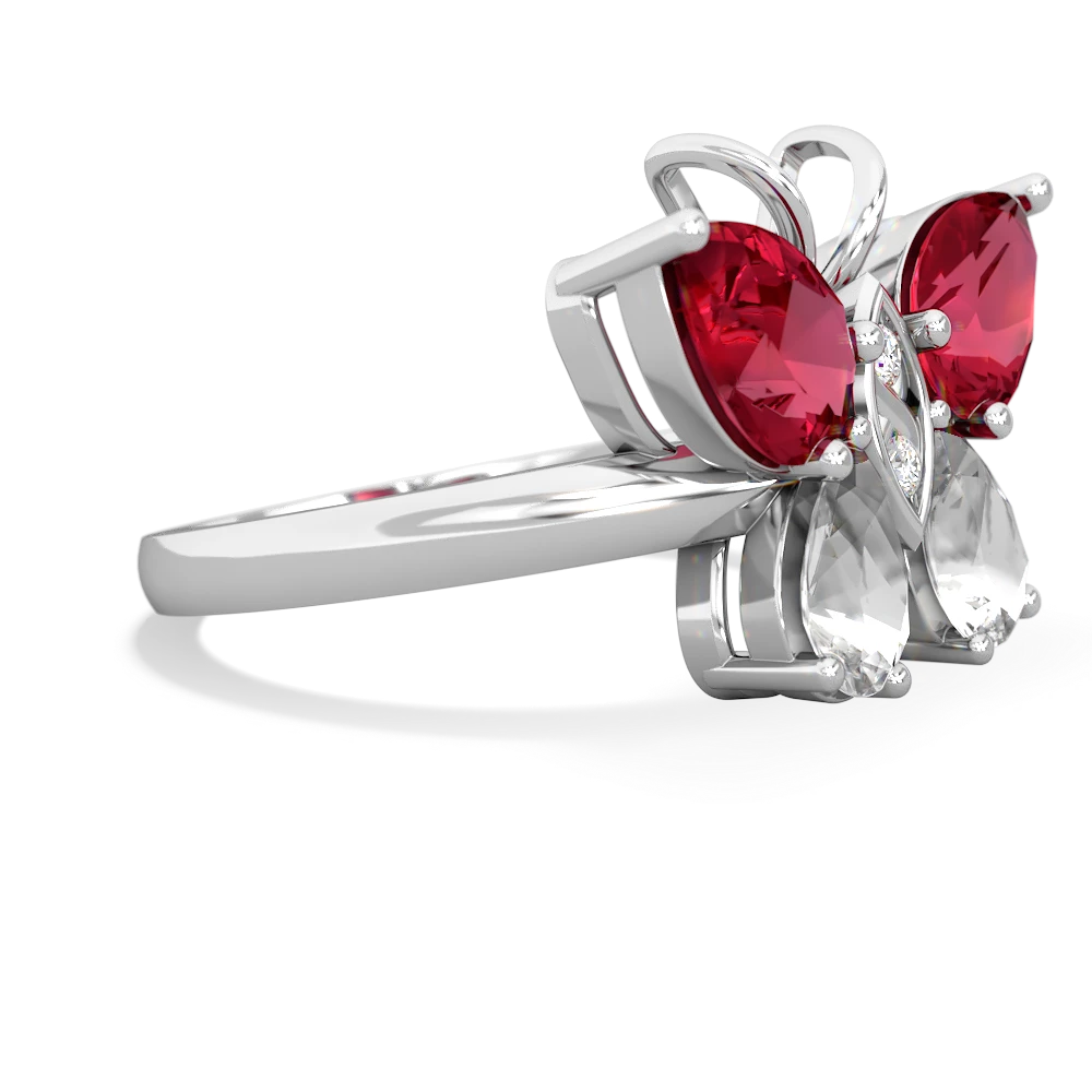 Lab Ruby Butterfly 14K White Gold ring R2215