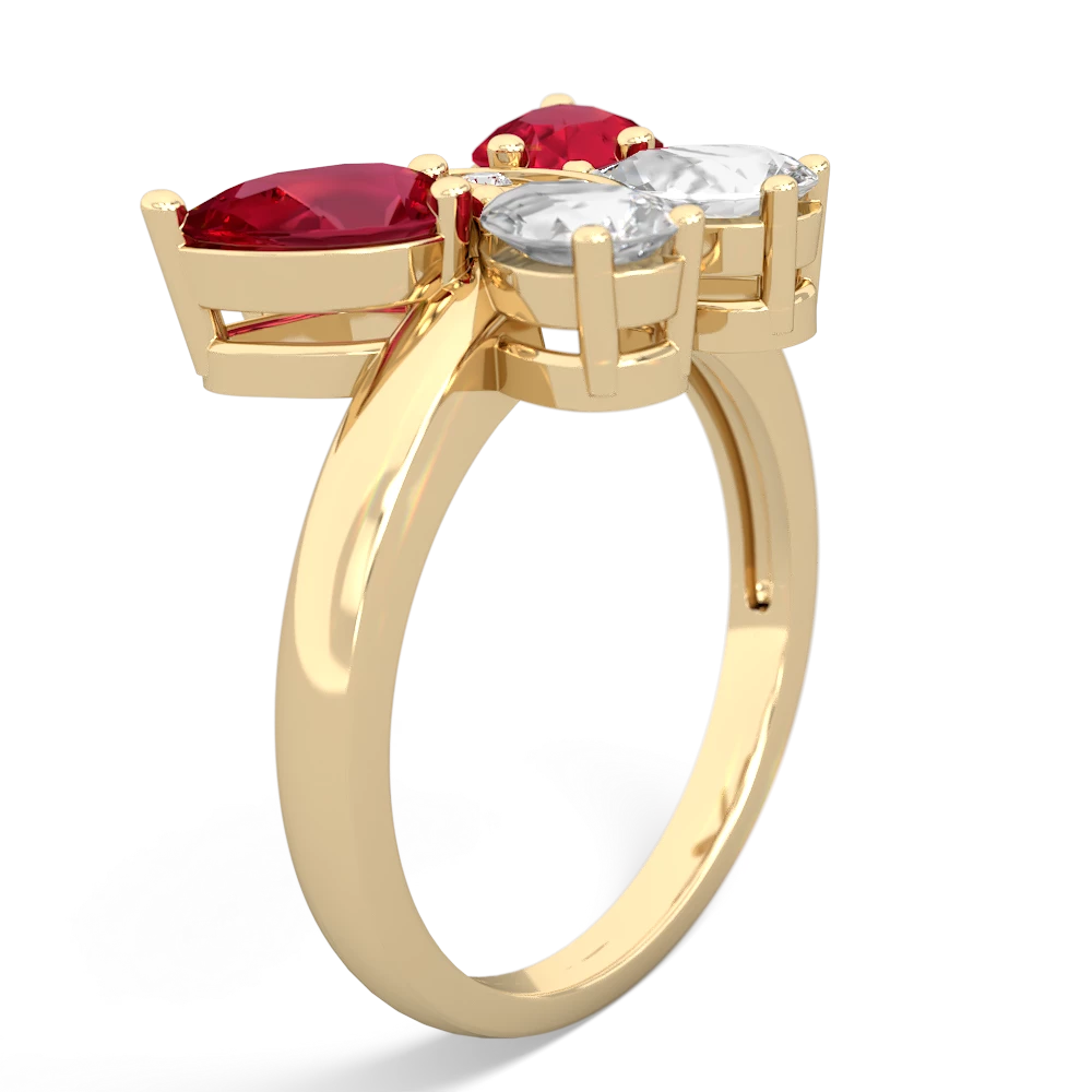 Lab Ruby Butterfly 14K Yellow Gold ring R2215