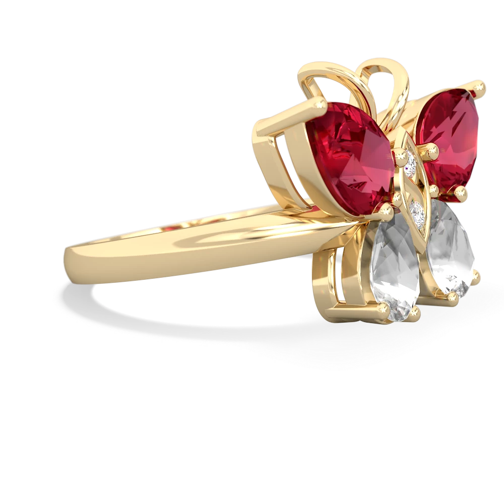 Lab Ruby Butterfly 14K Yellow Gold ring R2215