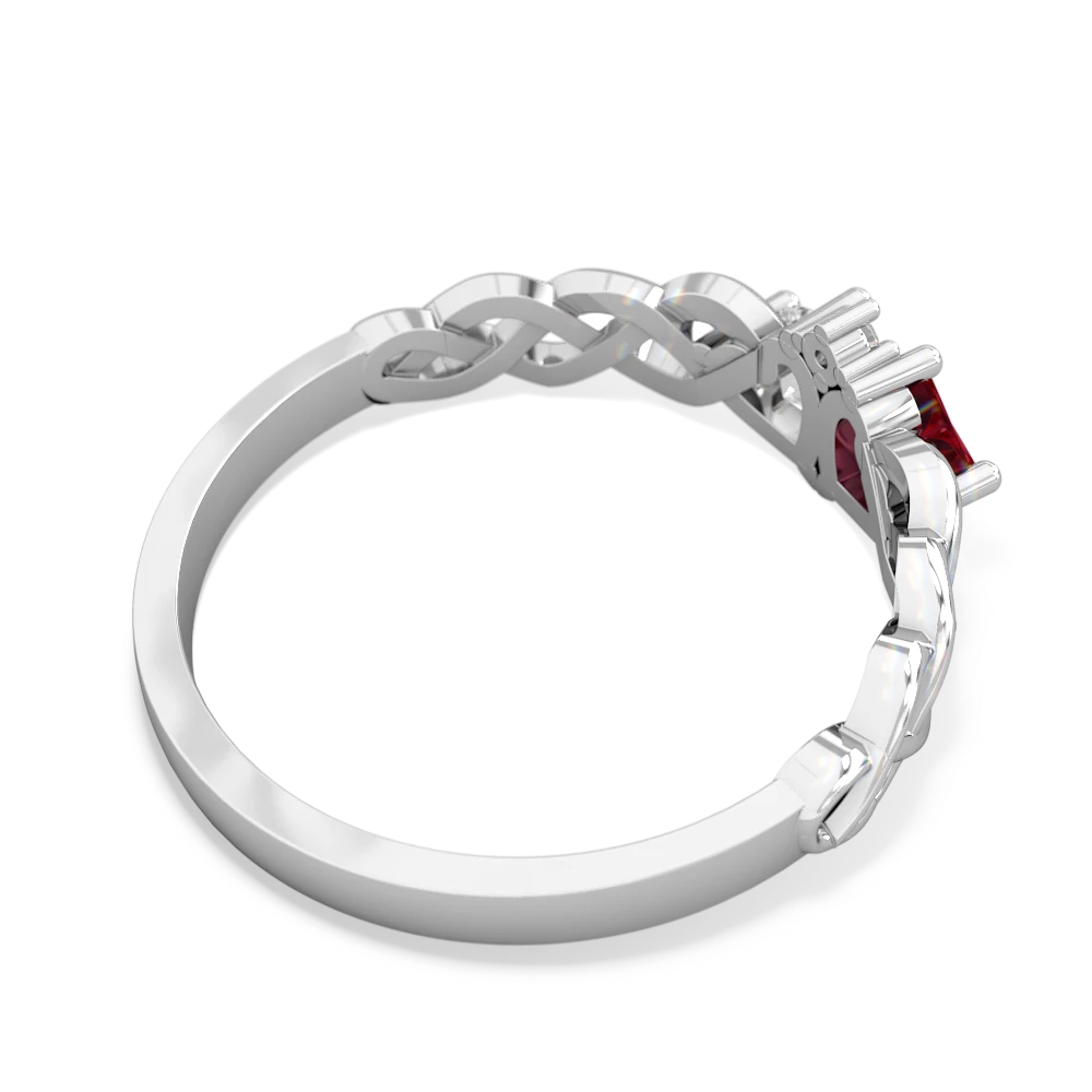 Lab Ruby Heart To Heart Braid 14K White Gold ring R5870