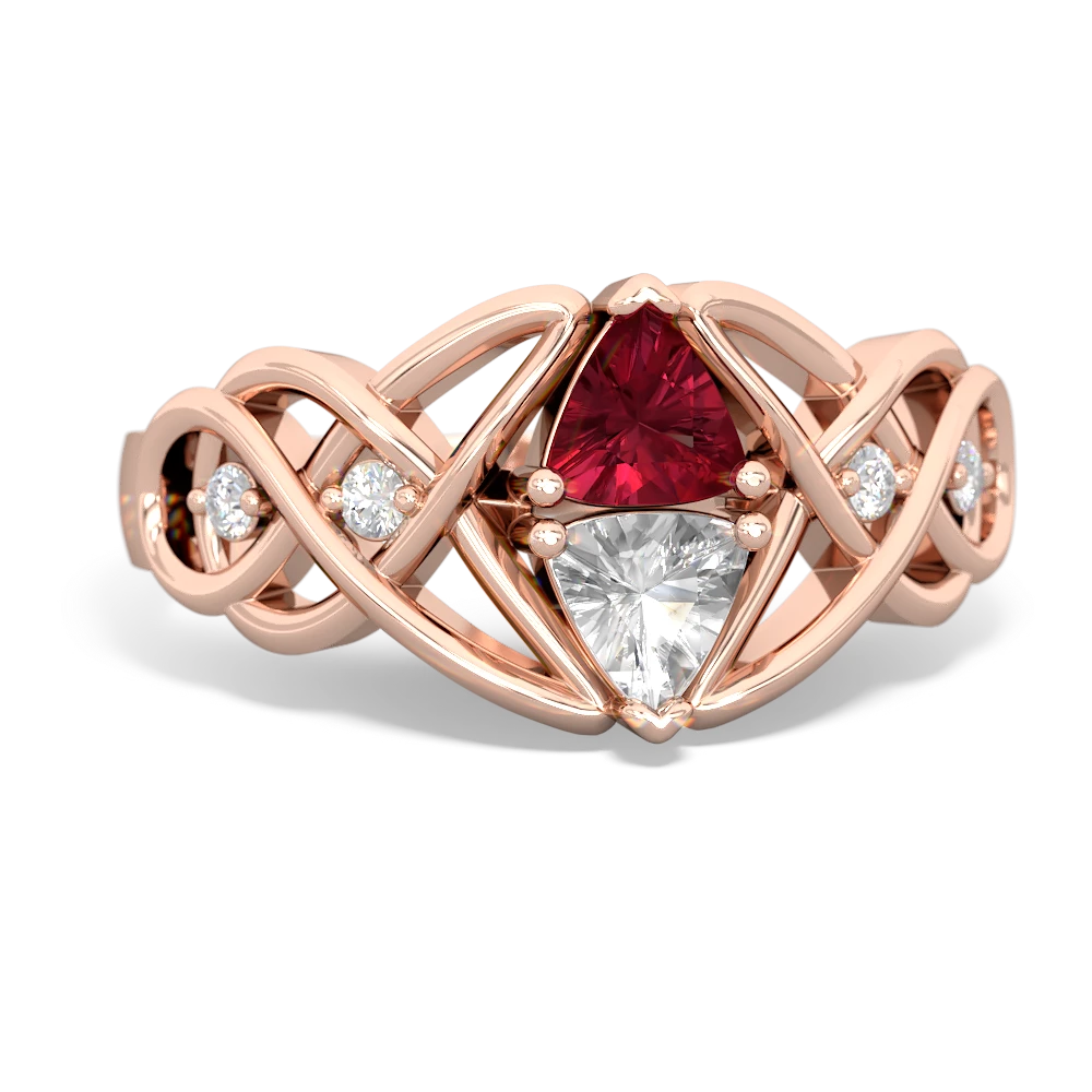 Lab Ruby Keepsake Celtic Knot 14K Rose Gold ring R5300