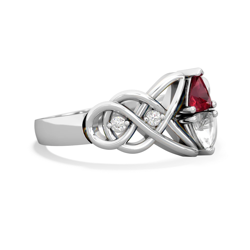 Lab Ruby Keepsake Celtic Knot 14K White Gold ring R5300