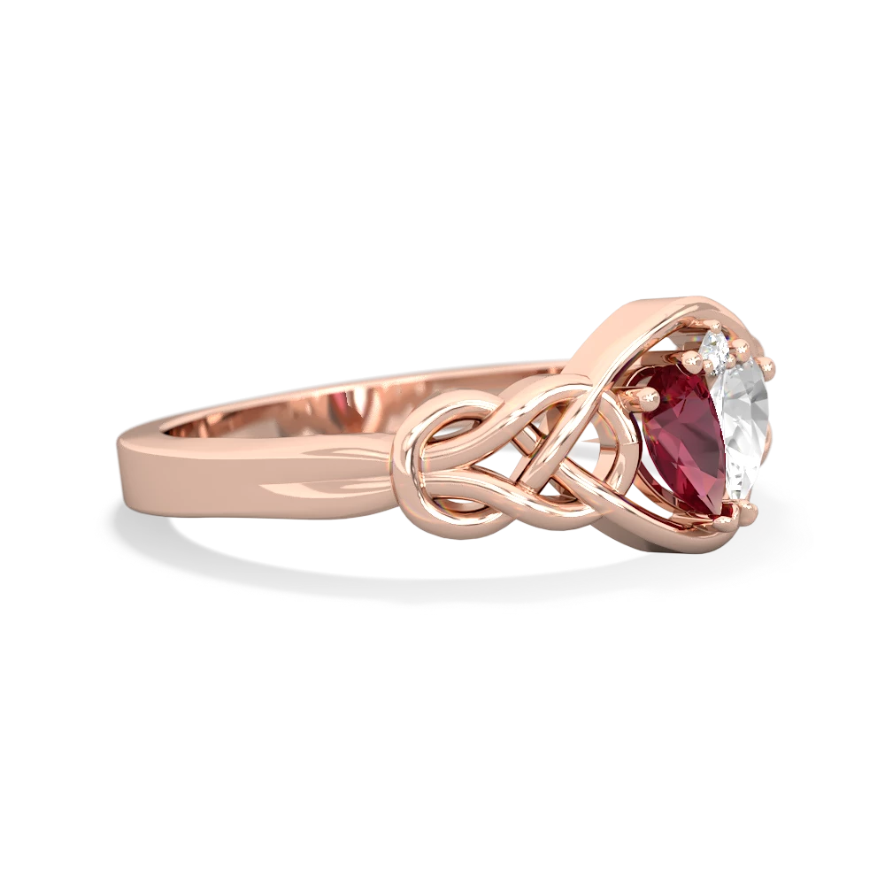 Lab Ruby Celtic Love Knot 14K Rose Gold ring R5420