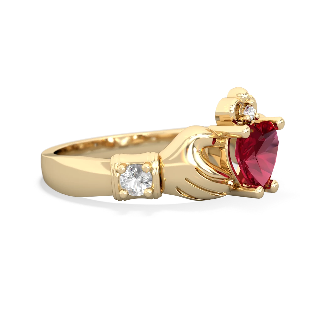 Lab Ruby Claddagh Keepsake 14K Yellow Gold ring R5245