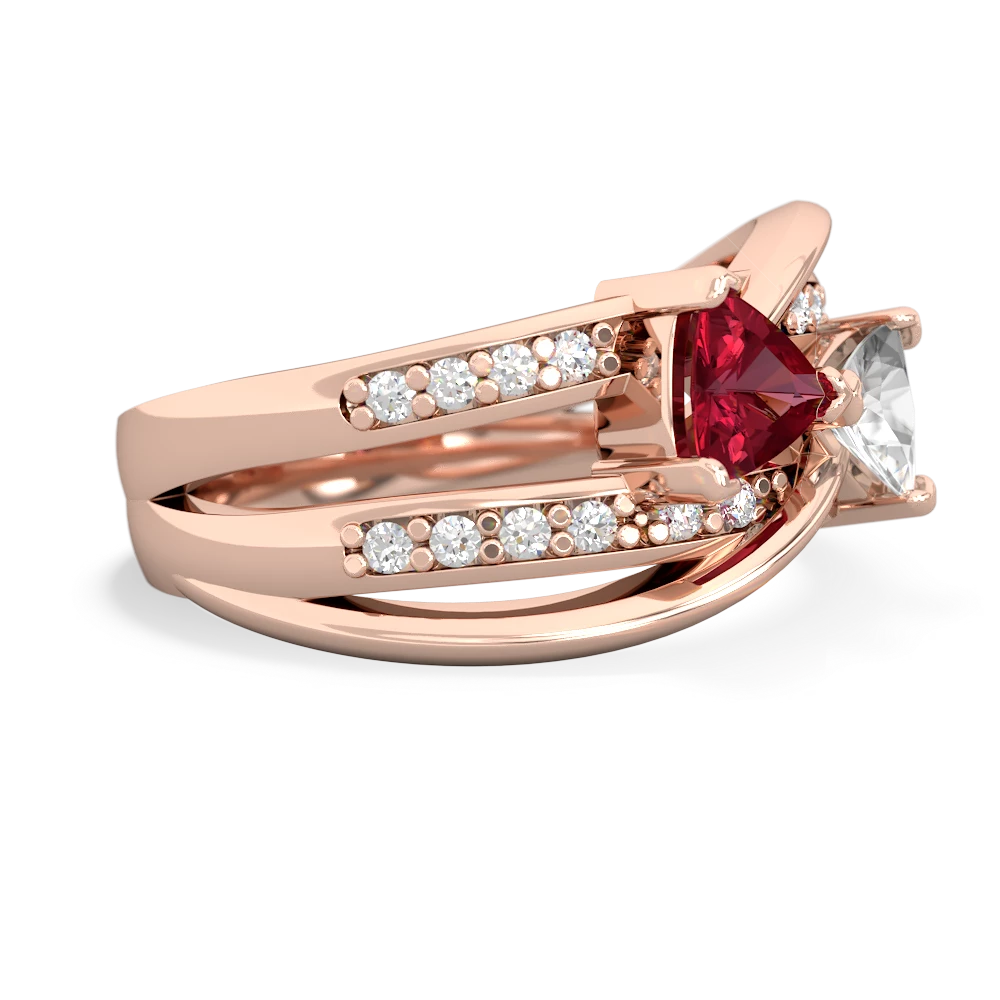 Lab Ruby Bowtie 14K Rose Gold ring R2360