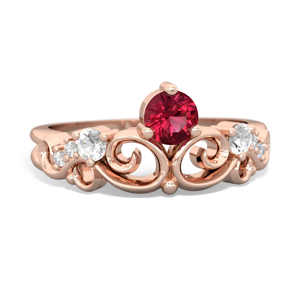 Lab Ruby Crown Keepsake 14K Rose Gold ring R5740