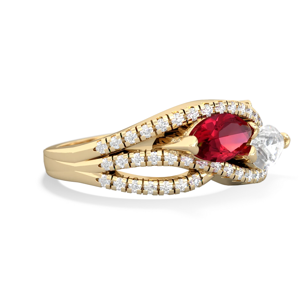 Lab Ruby Diamond Rivers 14K Yellow Gold ring R3070