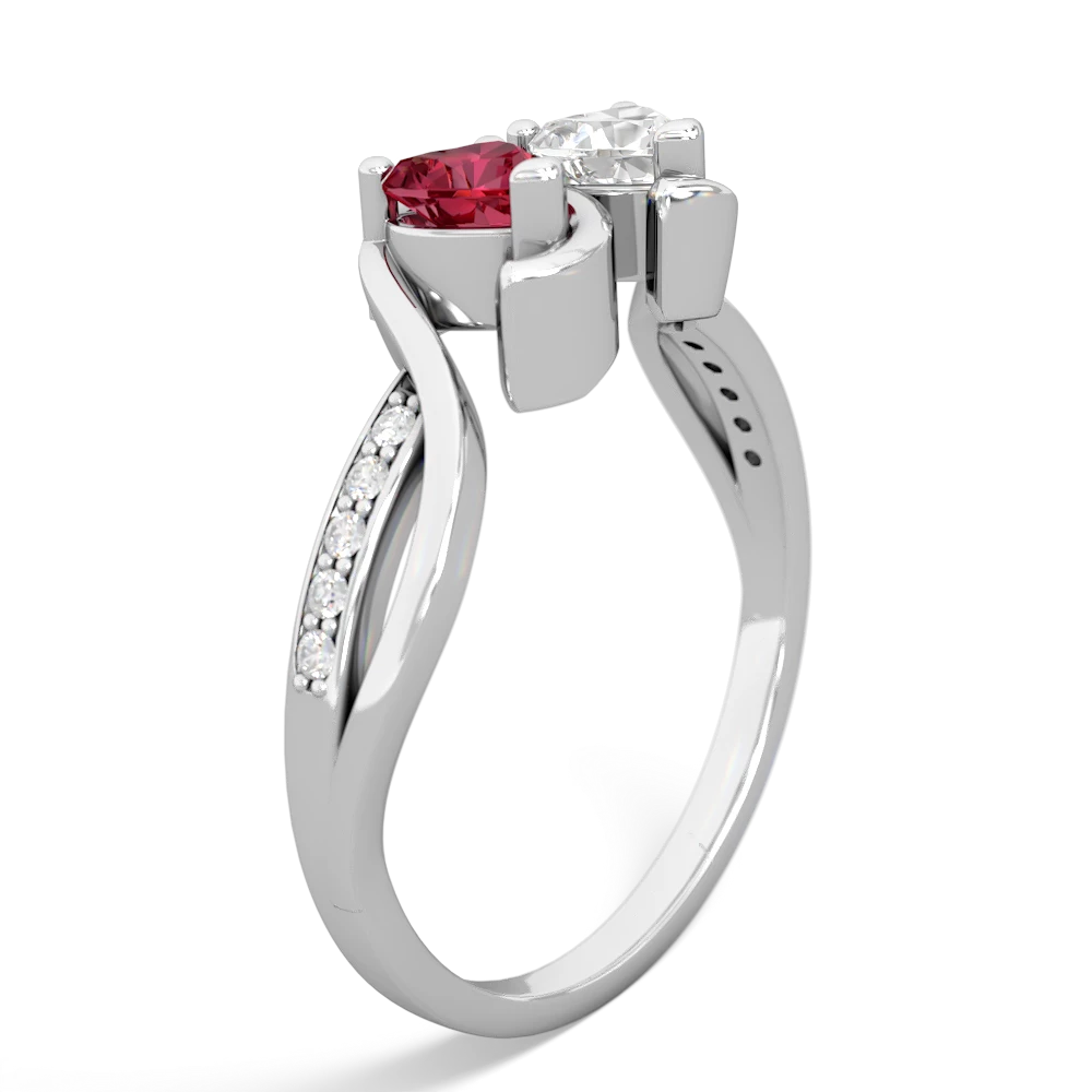 Lab Ruby Side By Side 14K White Gold ring R3090