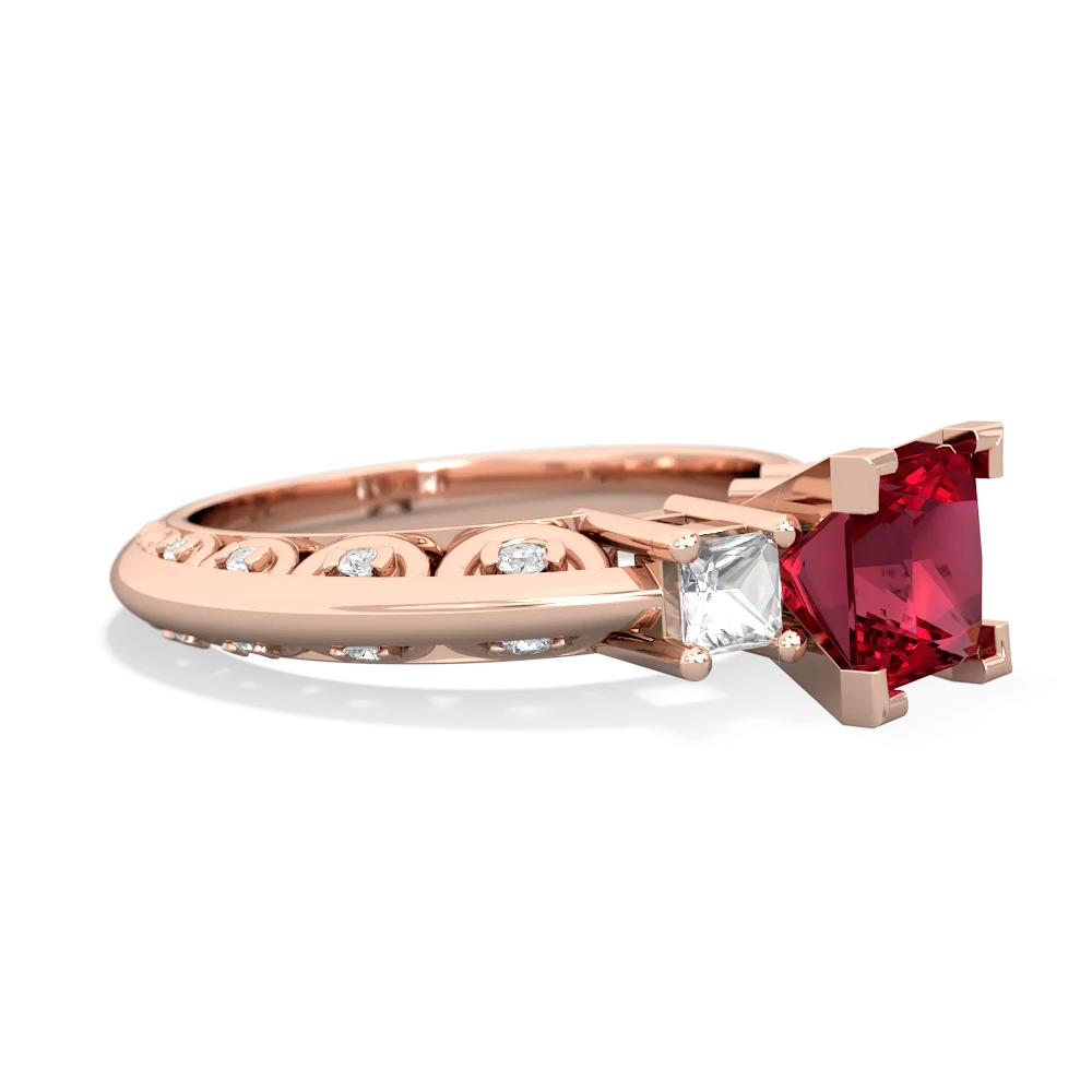 Lab Ruby Eternal Embrace Engagement 14K Rose Gold ring C2001