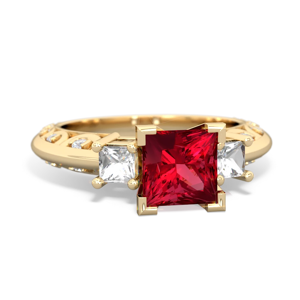 Lab Ruby Eternal Embrace Engagement 14K Yellow Gold ring C2001