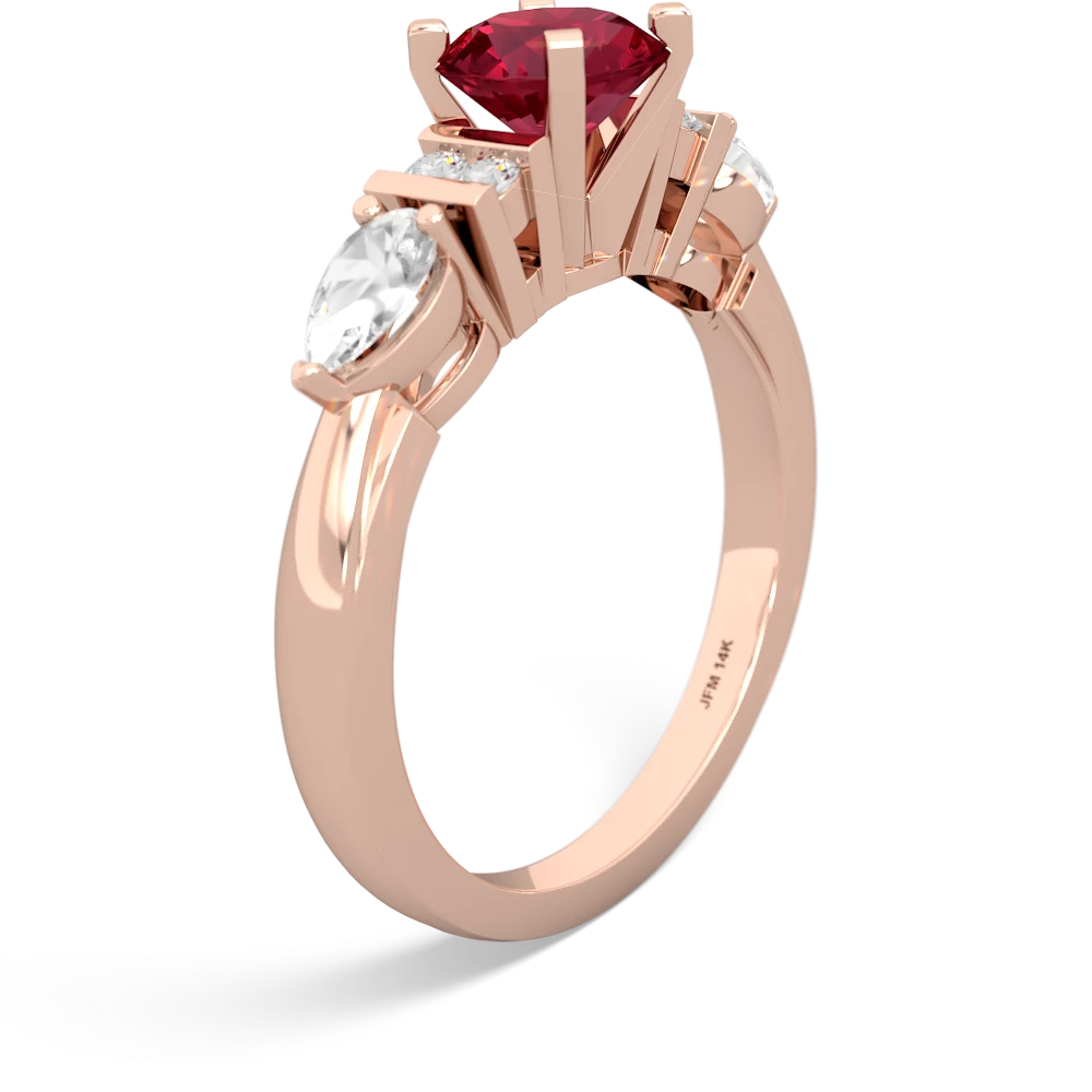 Lab Ruby 6Mm Round Eternal Embrace Engagement 14K Rose Gold ring R2005