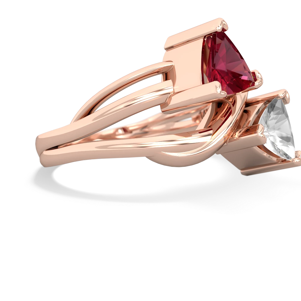 Lab Ruby Split Band Swirl 14K Rose Gold ring R2341