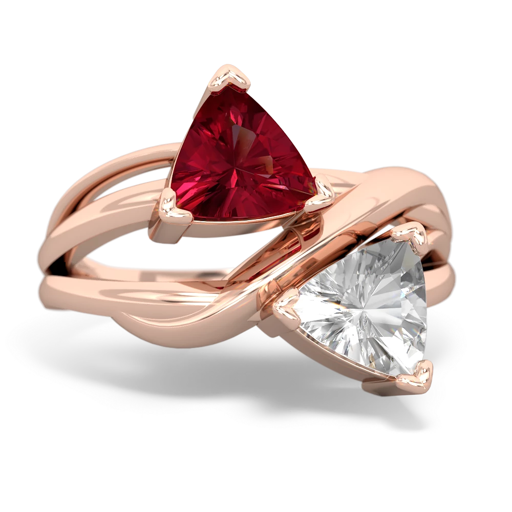 Lab Ruby Split Band Swirl 14K Rose Gold ring R2341