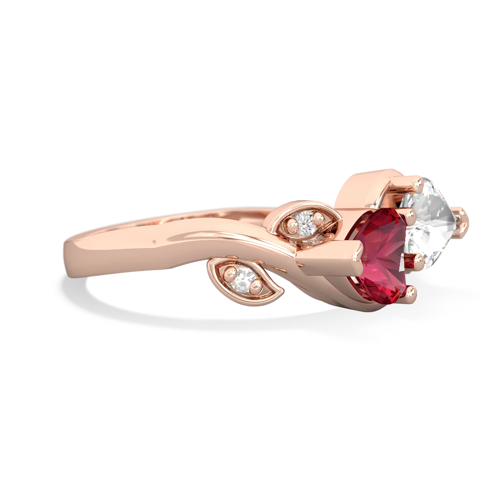 Lab Ruby Floral Elegance 14K Rose Gold ring R5790