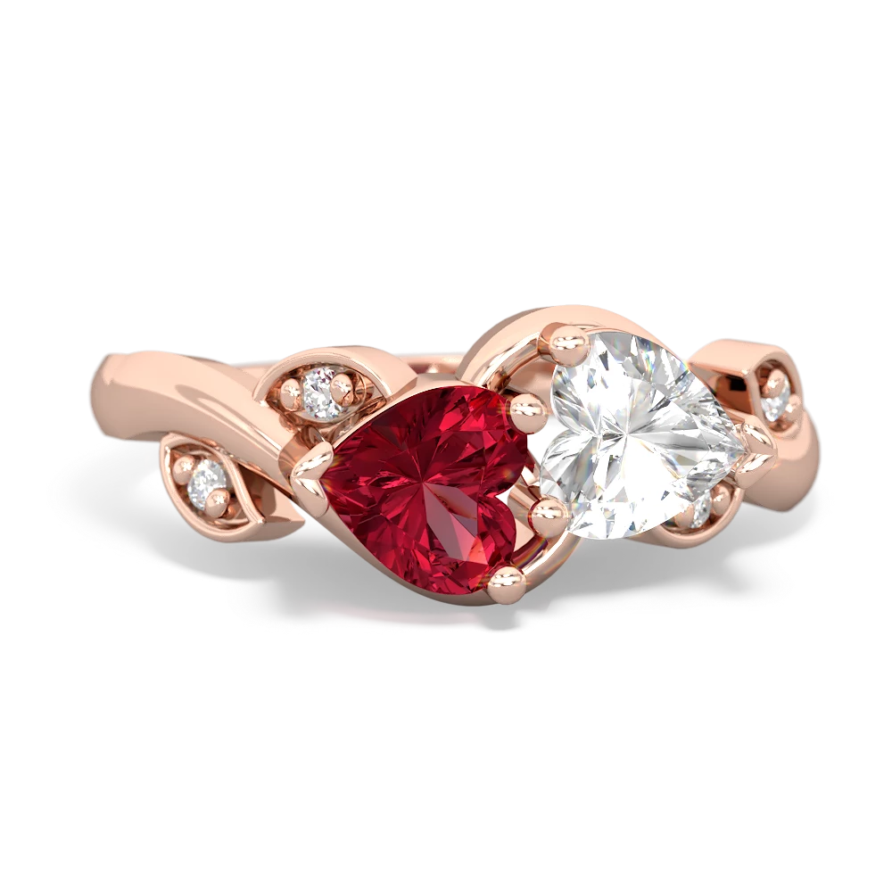 Lab Ruby Floral Elegance 14K Rose Gold ring R5790