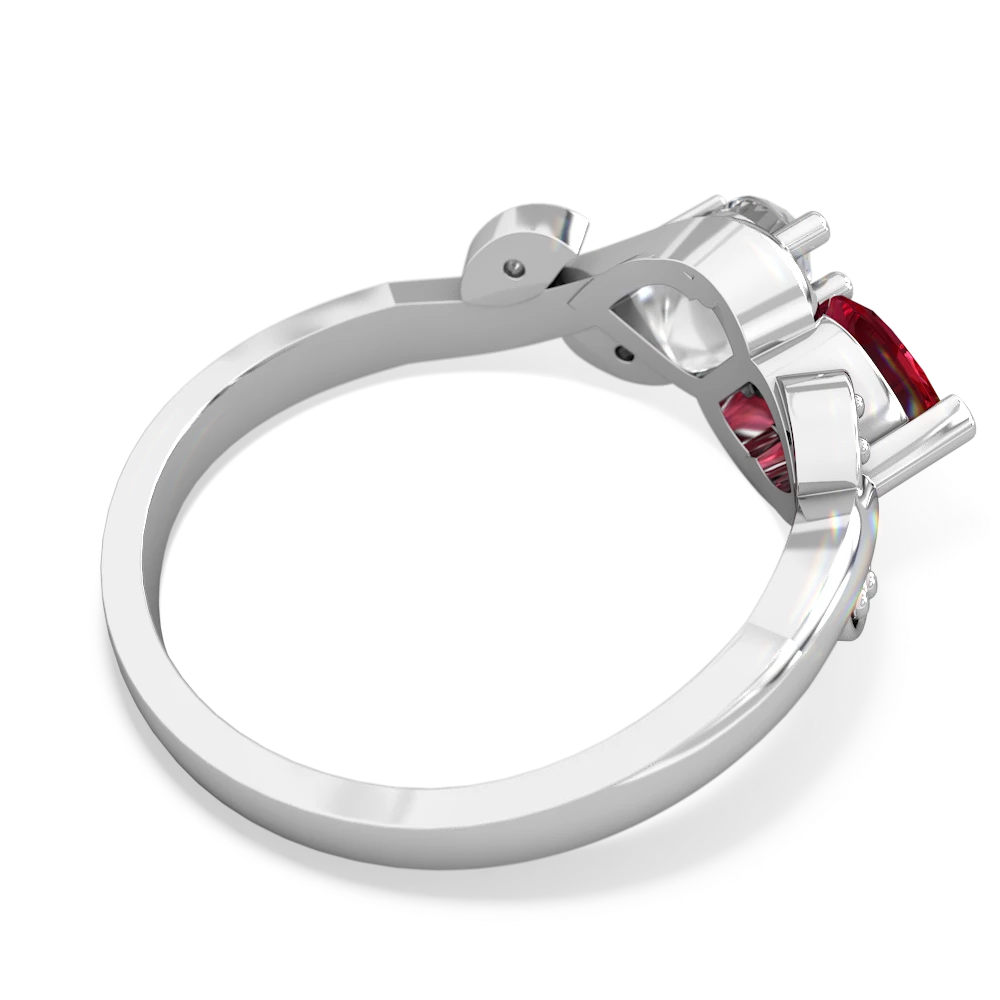 Lab Ruby Floral Elegance 14K White Gold ring R5790