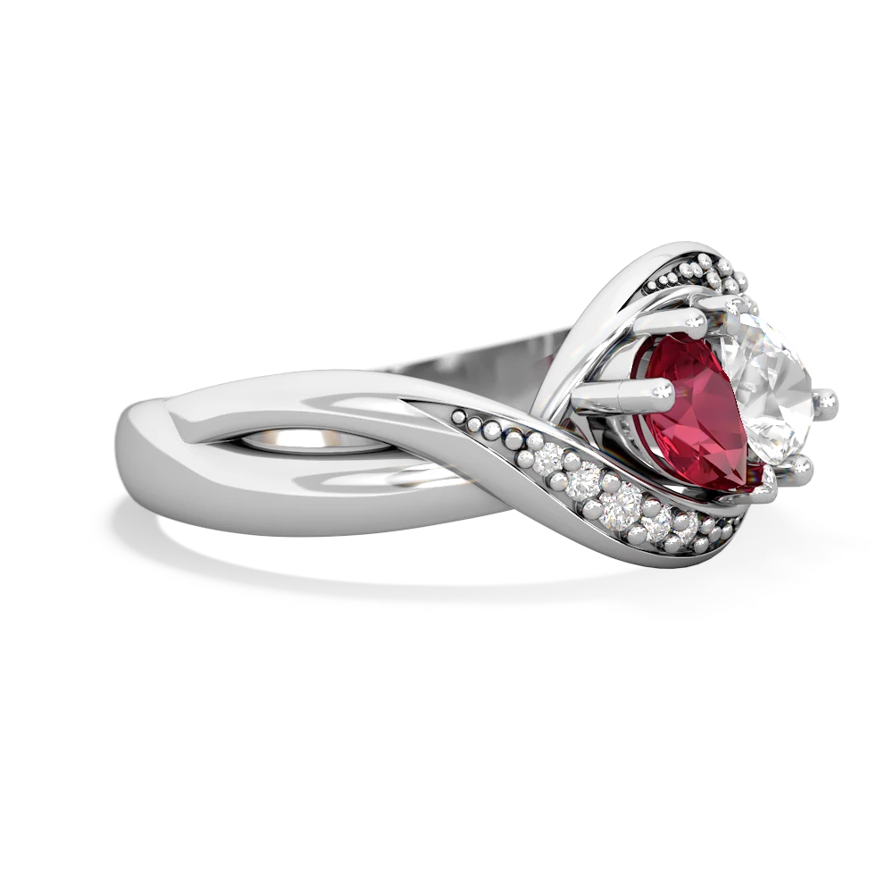 Lab Ruby Summer Winds 14K White Gold ring R5342