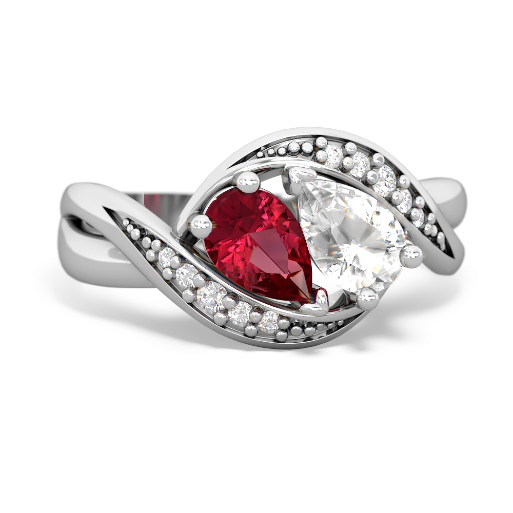 Lab Ruby Summer Winds 14K White Gold ring R5342