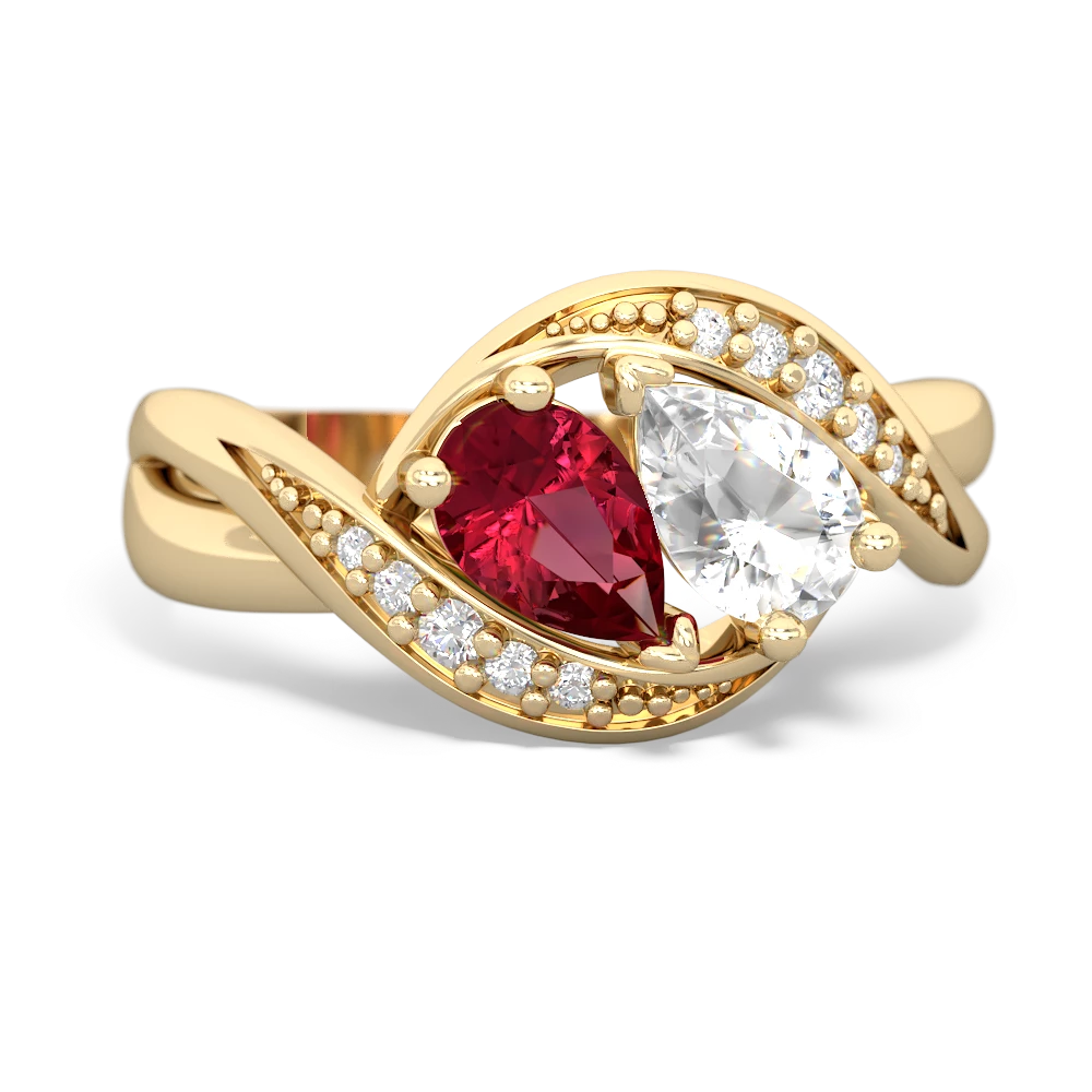 Lab Ruby Summer Winds 14K Yellow Gold ring R5342