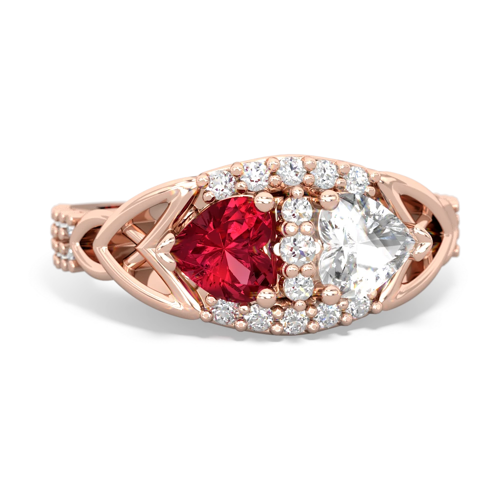 Lab Ruby Sparkling Celtic Knot 14K Rose Gold ring R2645