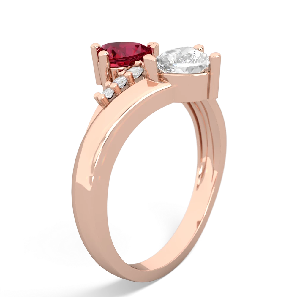 Lab Ruby Heart To Heart 14K Rose Gold ring R2064