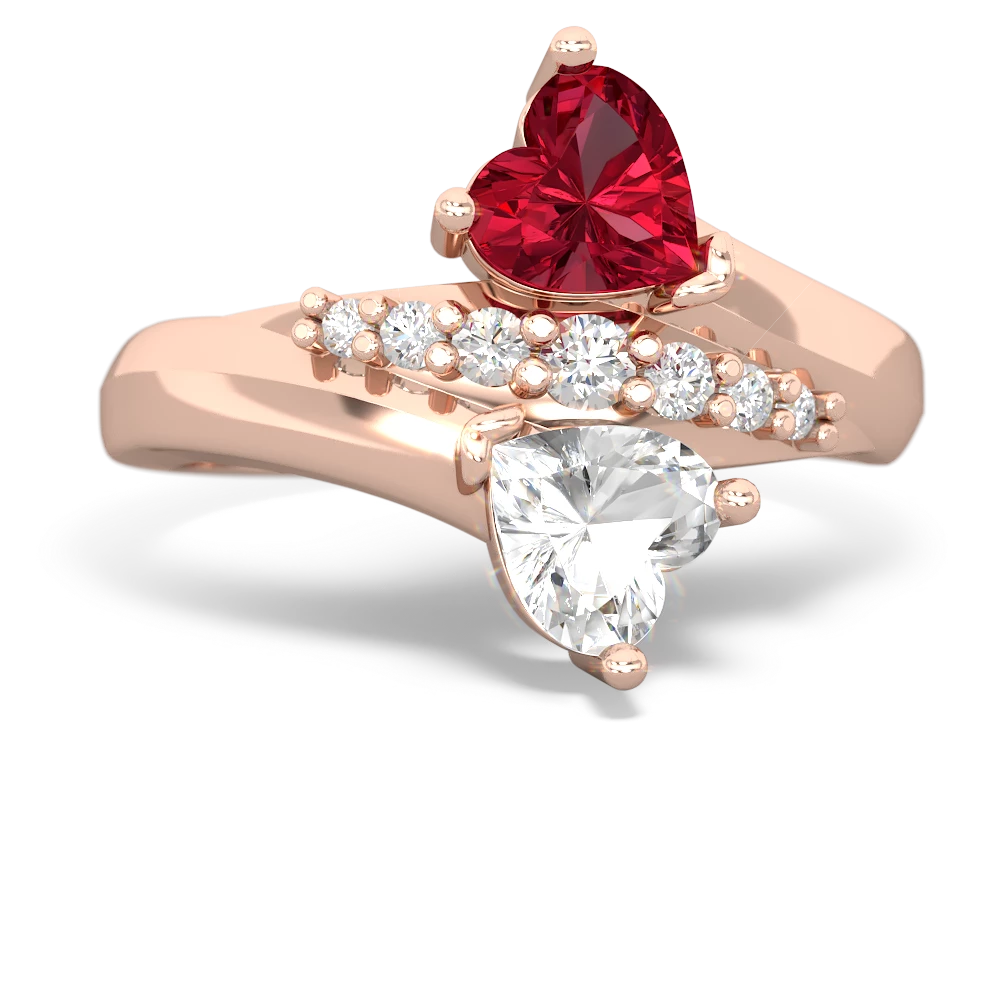 Lab Ruby Heart To Heart 14K Rose Gold ring R2064