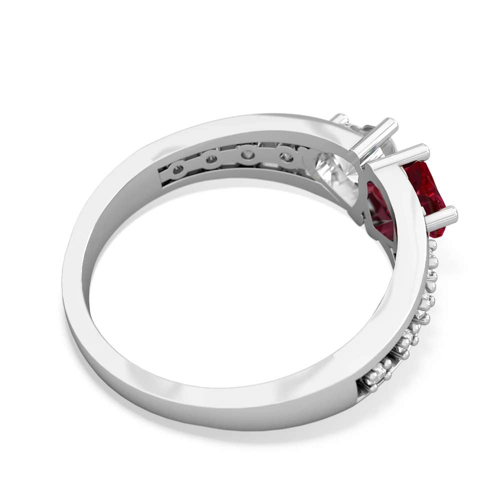 Lab Ruby Heart To Heart 14K White Gold ring R3342