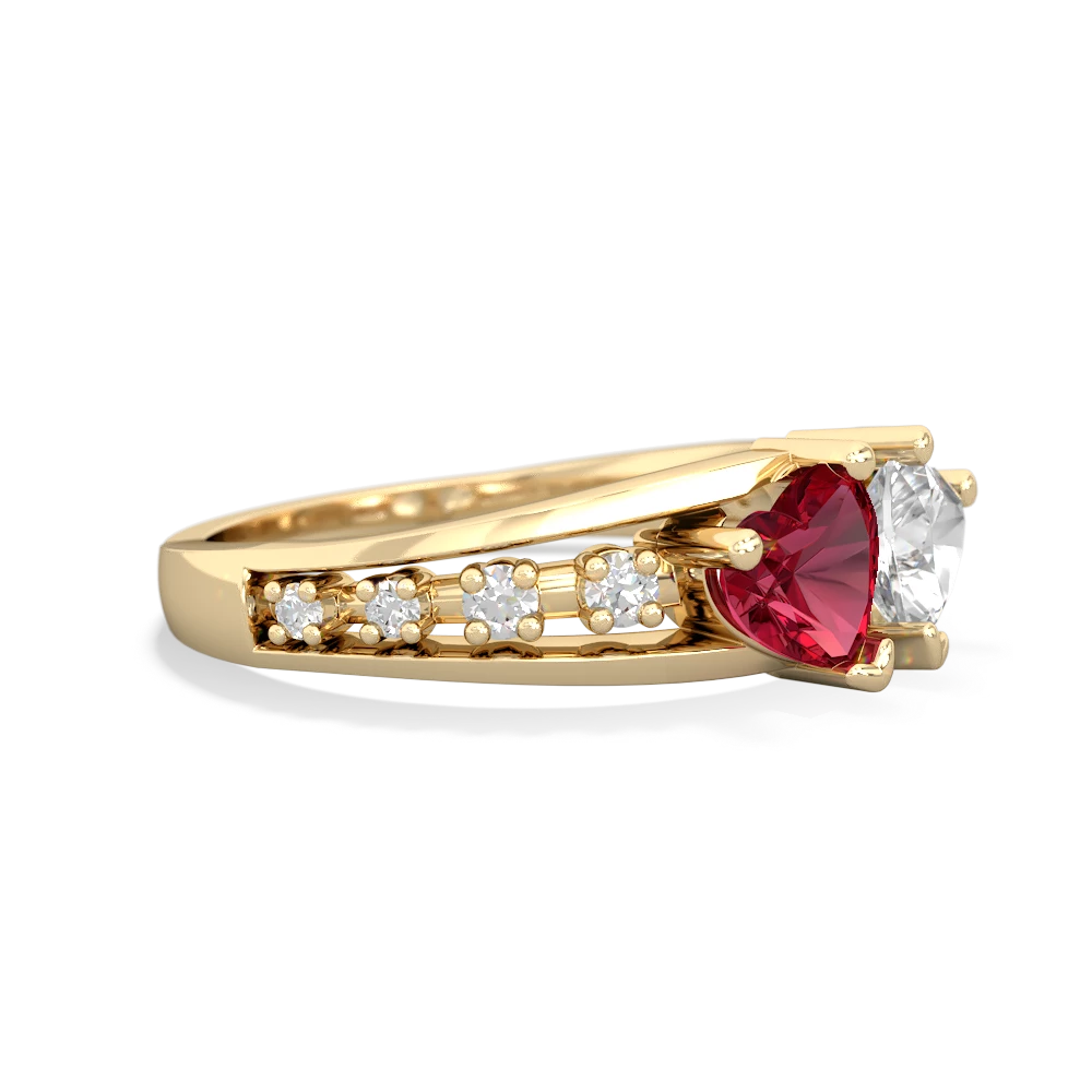 Lab Ruby Heart To Heart 14K Yellow Gold ring R3342