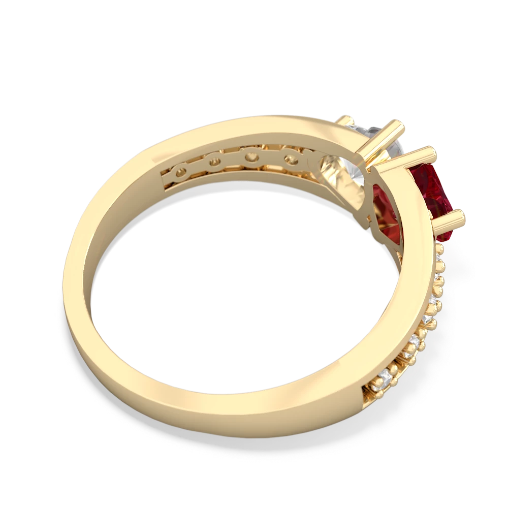 Lab Ruby Heart To Heart 14K Yellow Gold ring R3342