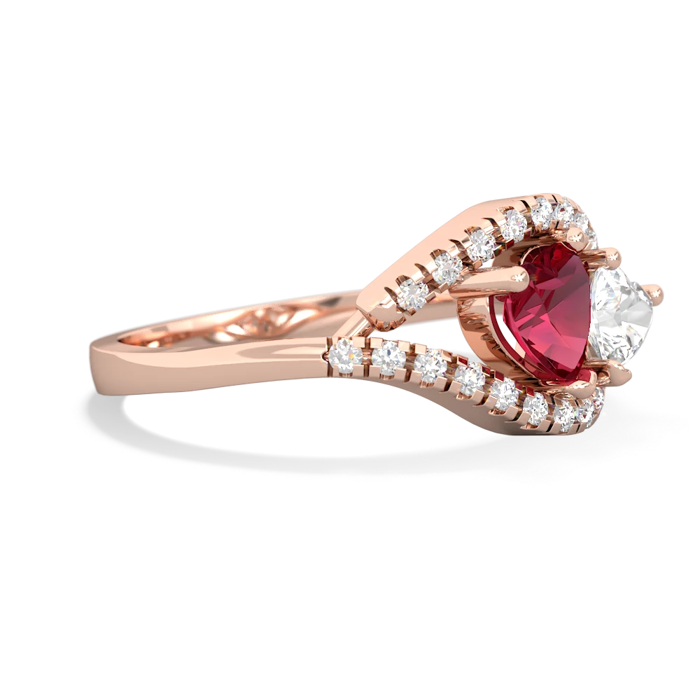 Lab Ruby Mother And Child 14K Rose Gold ring R3010