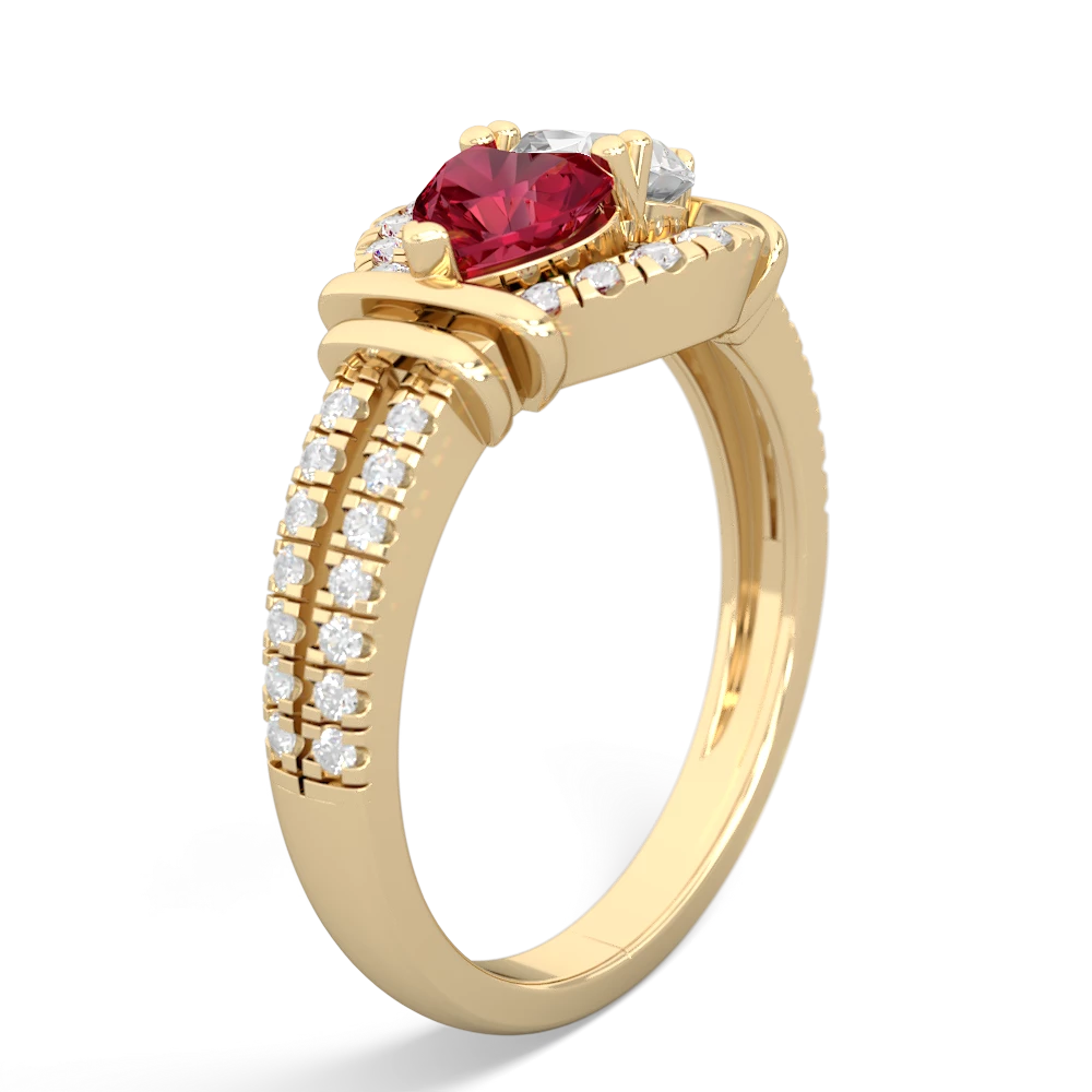 Lab Ruby Art-Deco Keepsake 14K Yellow Gold ring R5630