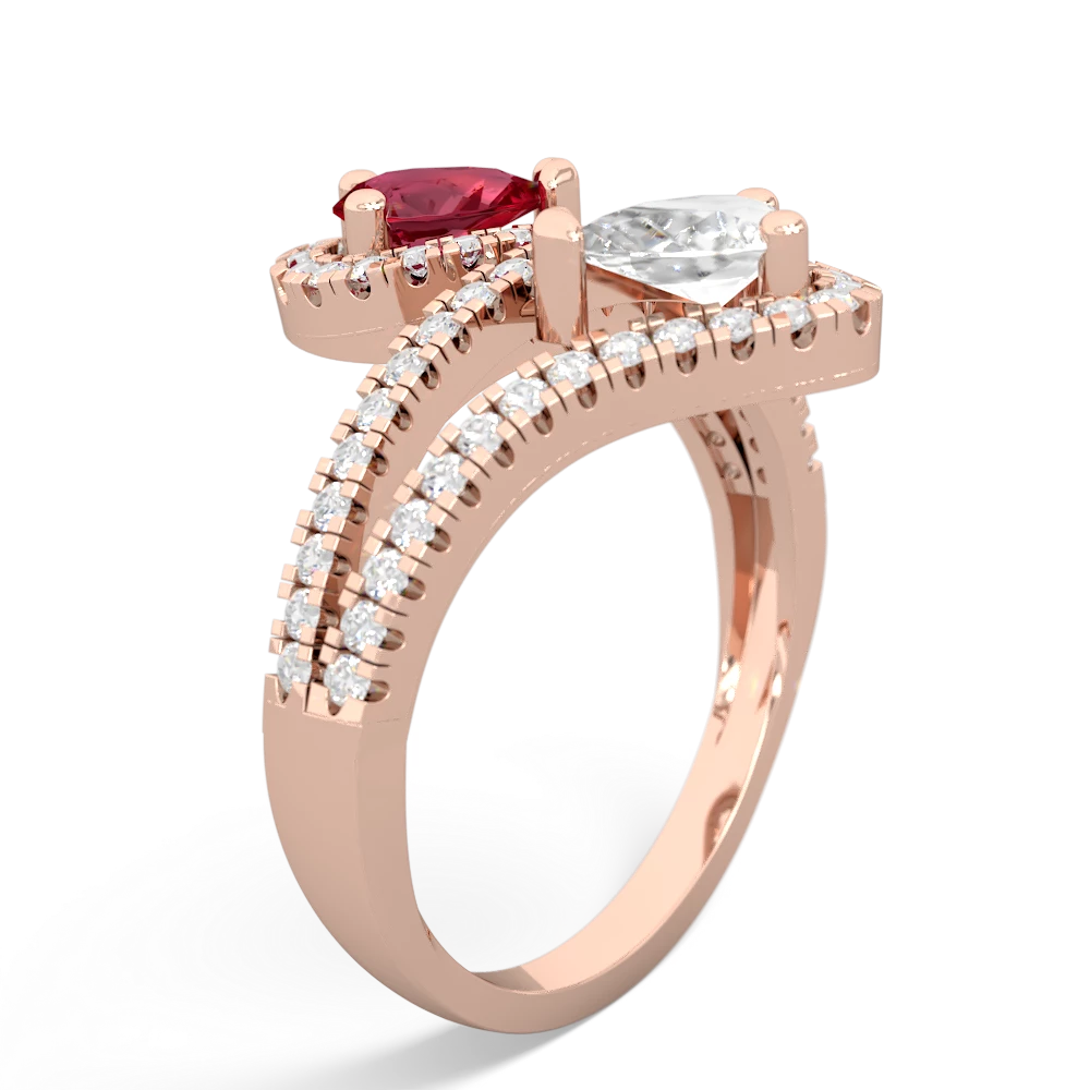 Lab Ruby Diamond Dazzler 14K Rose Gold ring R3000