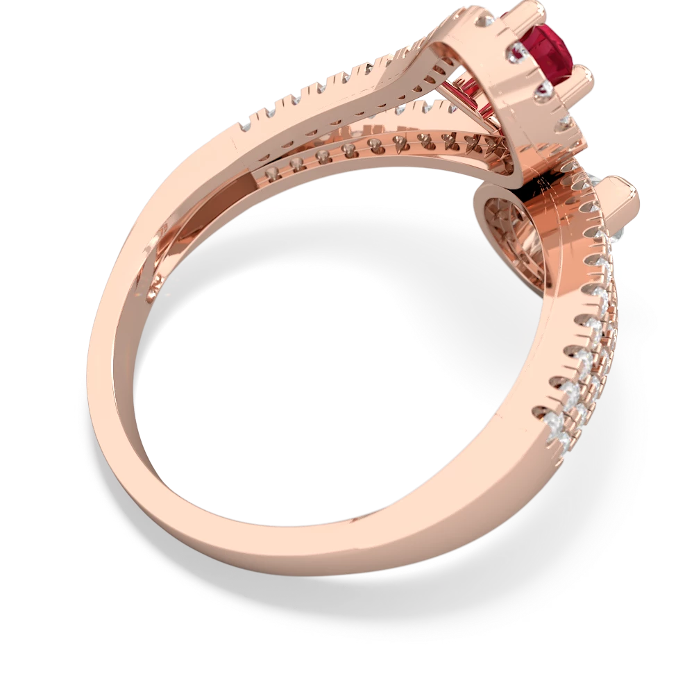 Lab Ruby Diamond Dazzler 14K Rose Gold ring R3000