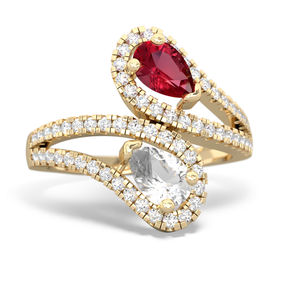 Lab Ruby Diamond Dazzler 14K Yellow Gold ring R3000