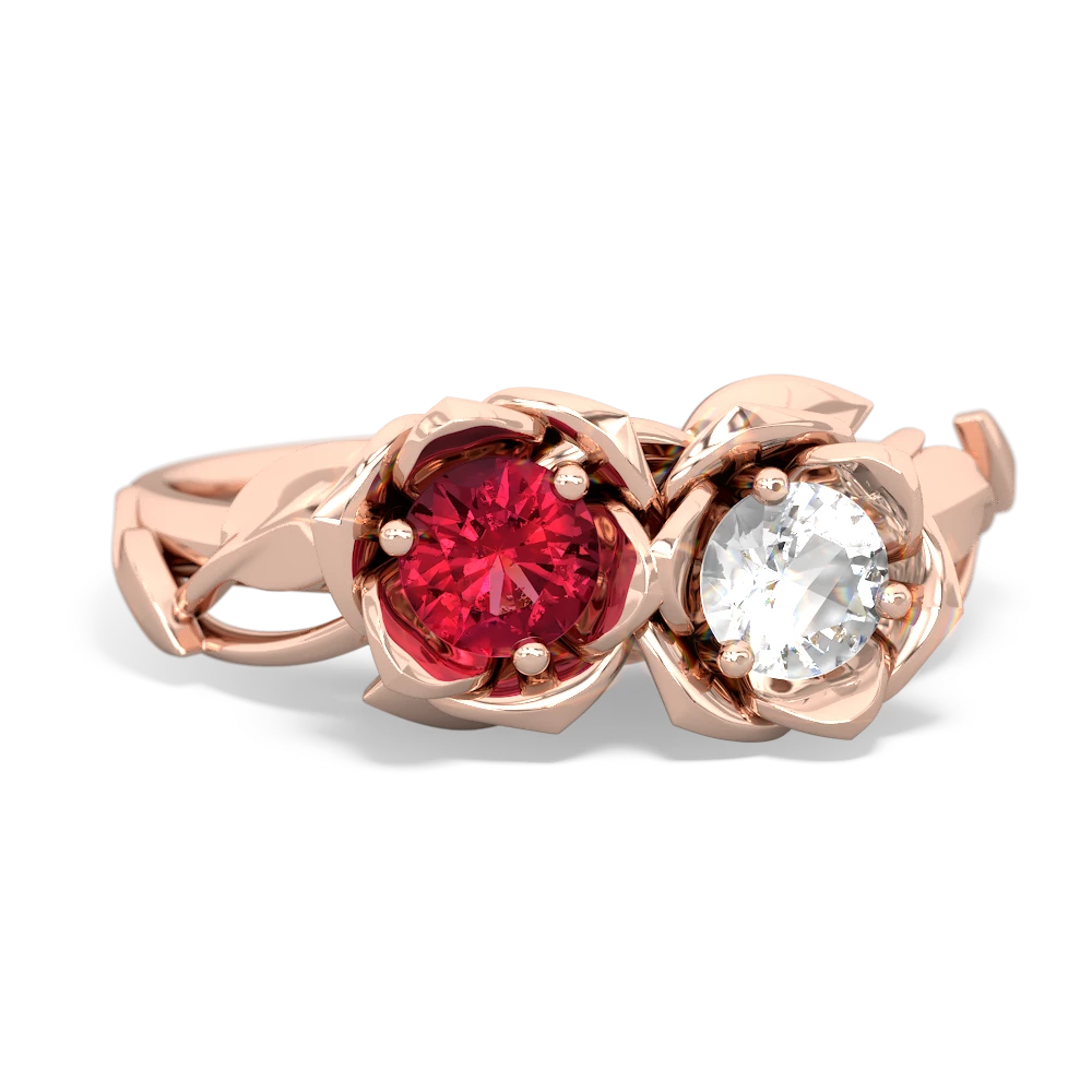 Lab Ruby Rose Garden 14K Rose Gold ring R5510