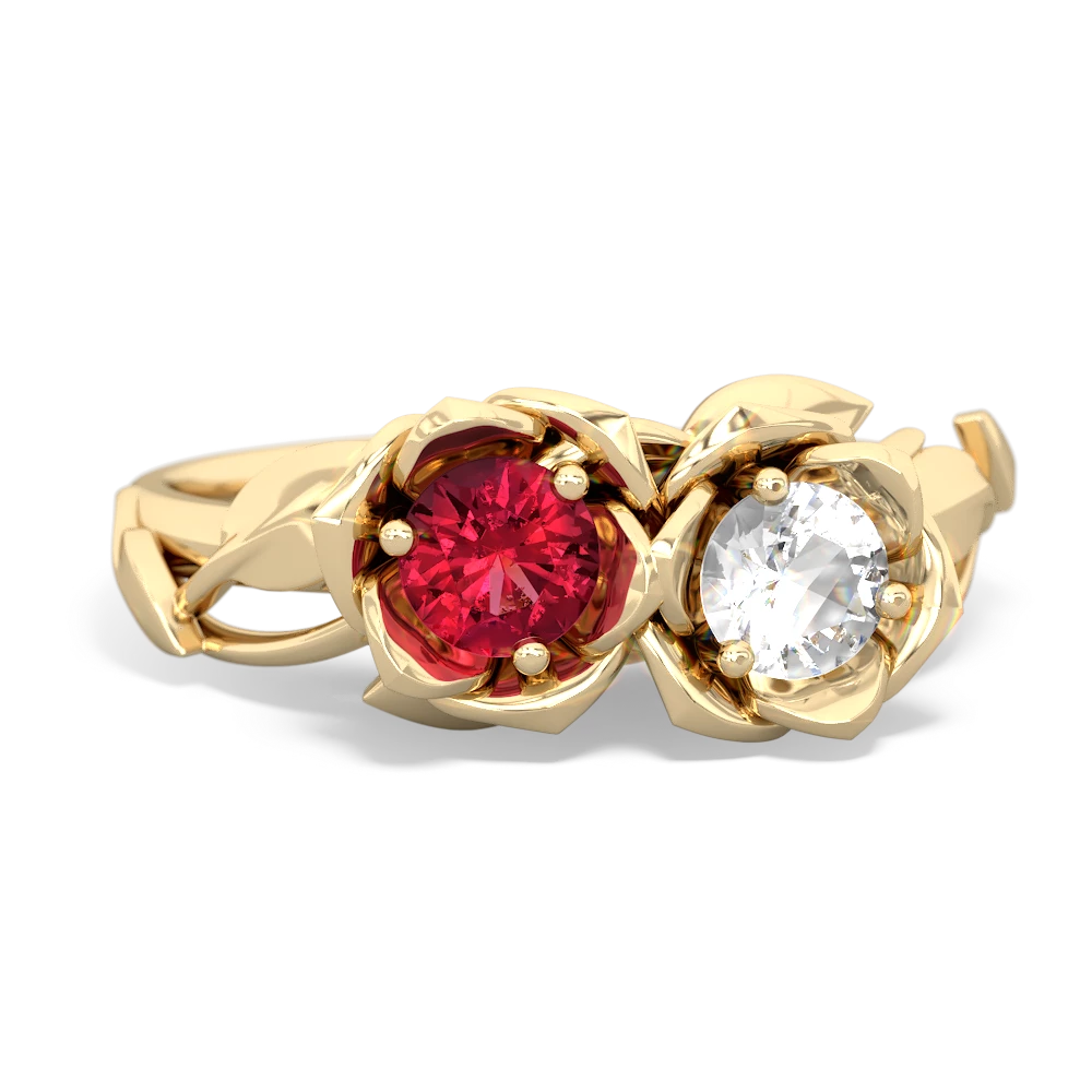 Lab Ruby Rose Garden 14K Yellow Gold ring R5510