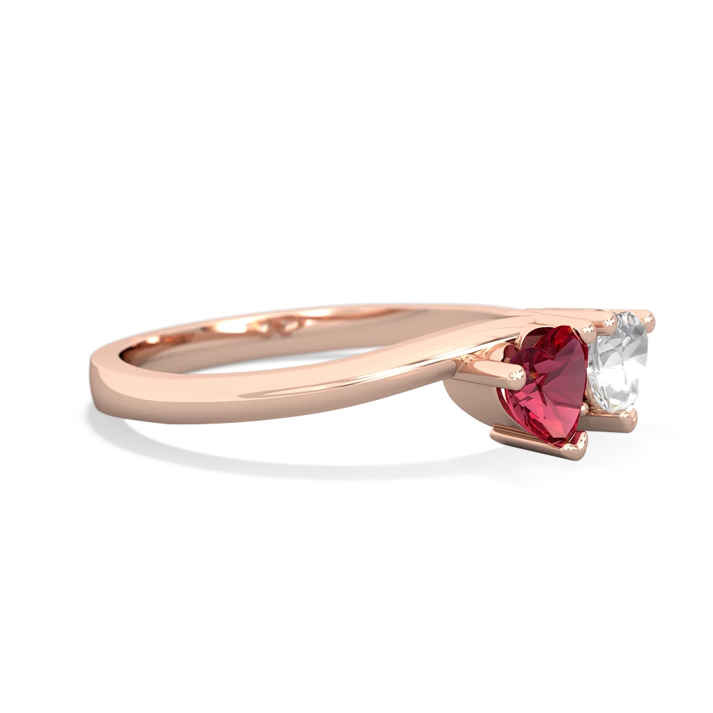 Lab Ruby Sweethearts 14K Rose Gold ring R5260