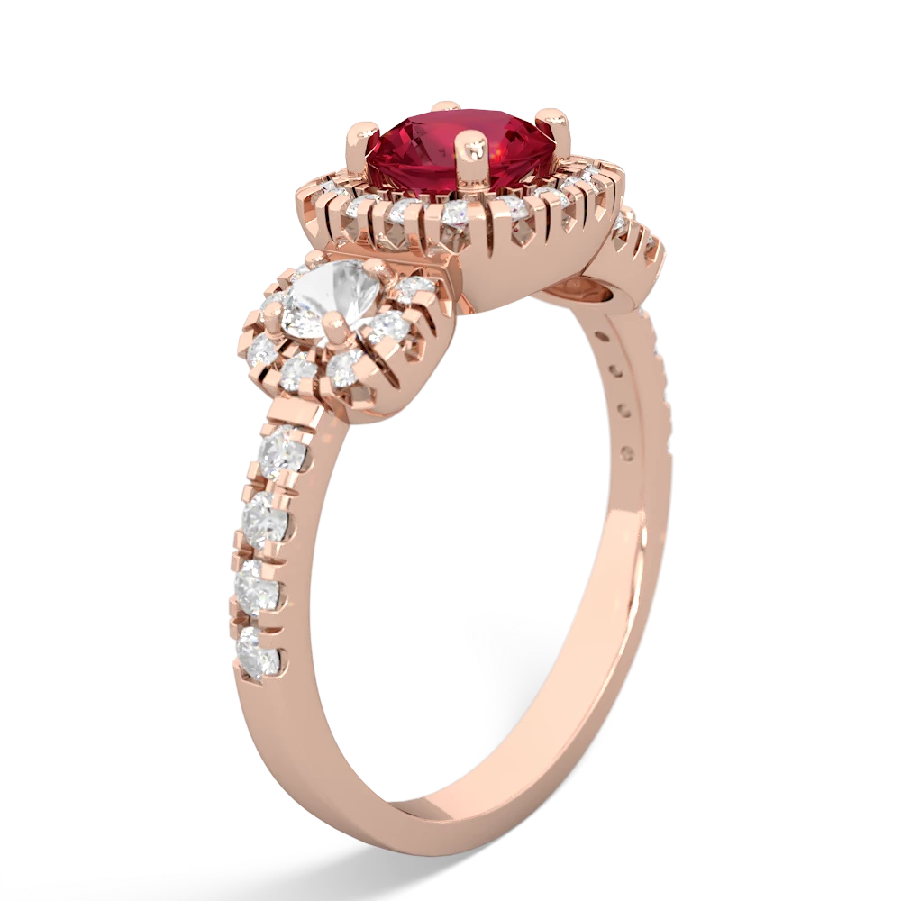 Lab Ruby Regal Halo 14K Rose Gold ring R5350