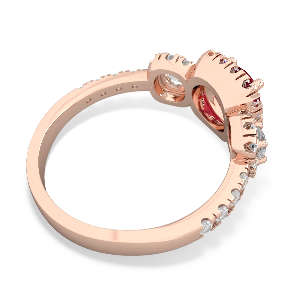 Lab Ruby Regal Halo 14K Rose Gold ring R5350