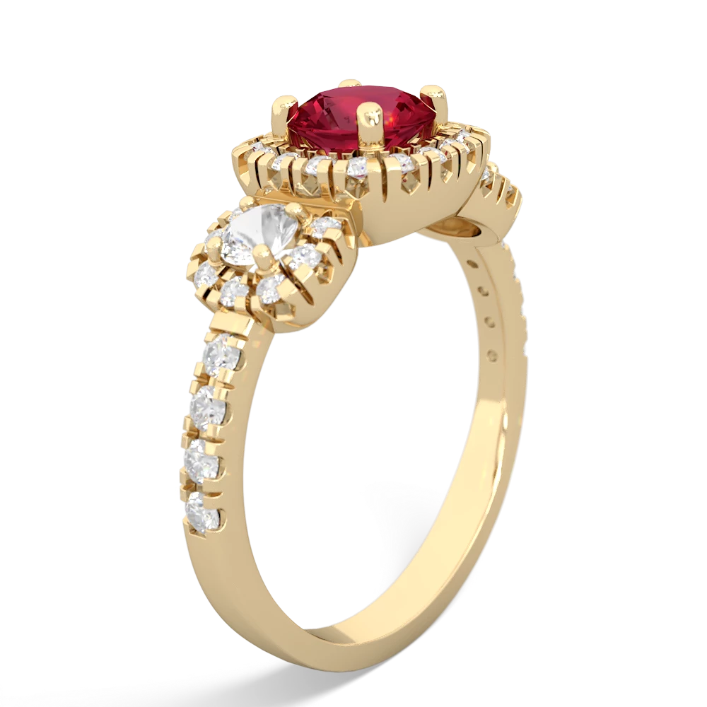 Lab Ruby Regal Halo 14K Yellow Gold ring R5350