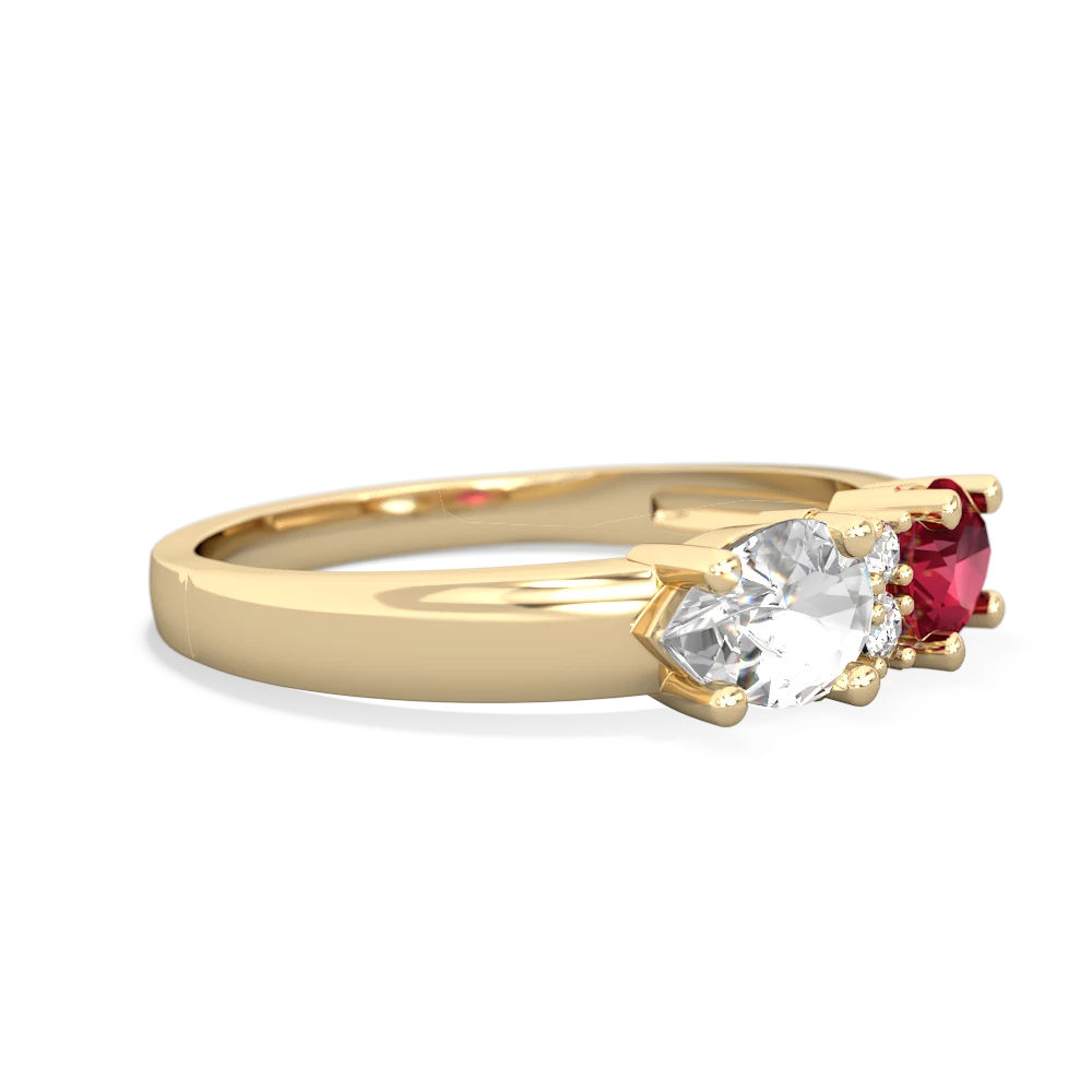 Lab Ruby Pear Bowtie 14K Yellow Gold ring R0865