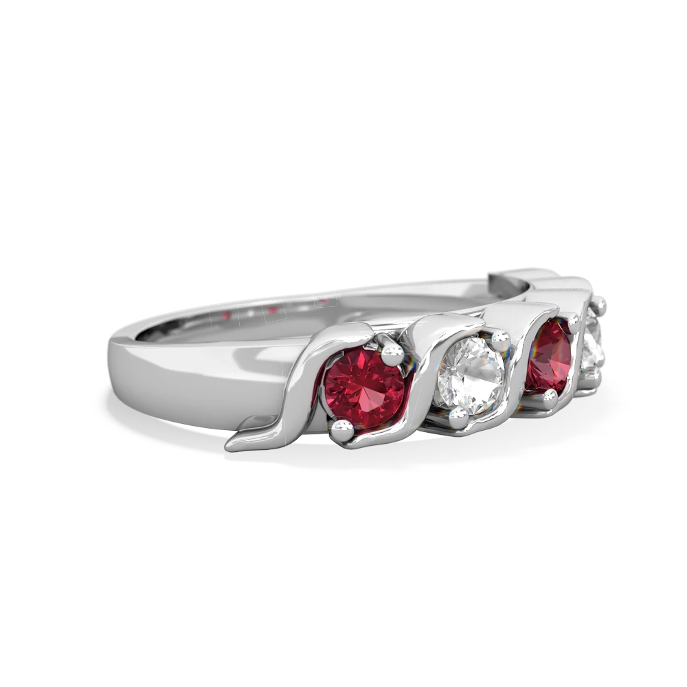 Lab Ruby Anniversary Band 14K White Gold ring R2089