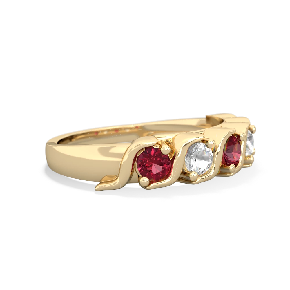 Lab Ruby Anniversary Band 14K Yellow Gold ring R2089