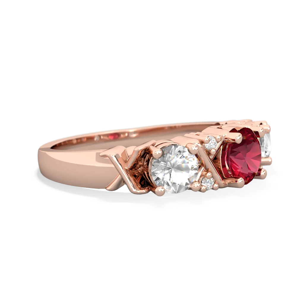 Lab Ruby Hugs And Kisses 14K Rose Gold ring R5016